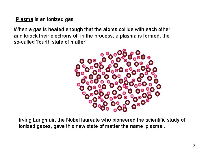 Plasma is an ionized gas When a gas is heated enough that the atoms