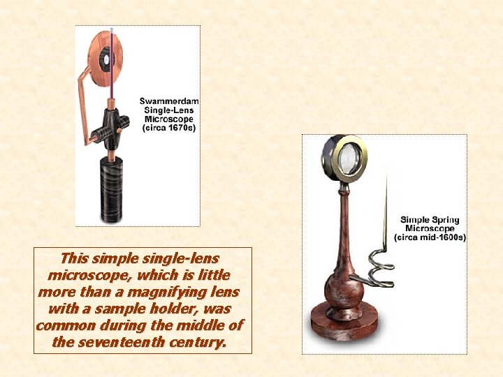 This simple single-lens microscope, which is little more than a magnifying lens with a