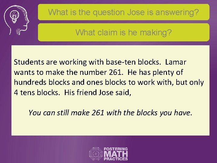What is the question Jose is answering? What claim is he making? Students are