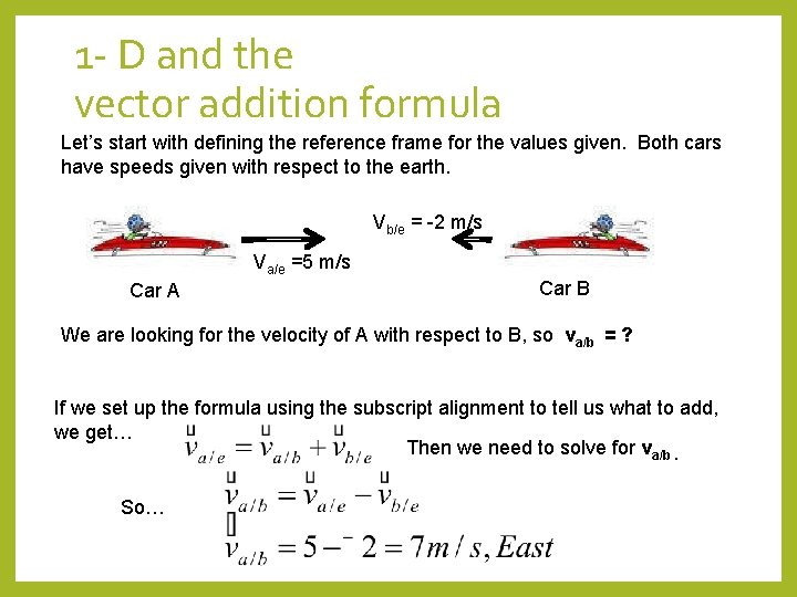 1 - D and the vector addition formula Let’s start with defining the reference