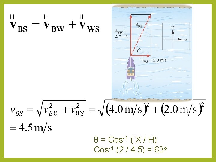 θ = Cos-1 ( X / H) Cos-1 (2 / 4. 5) = 63