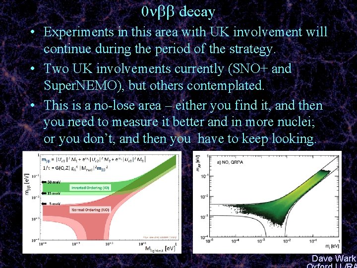 0 nbb decay • Experiments in this area with UK involvement will continue during