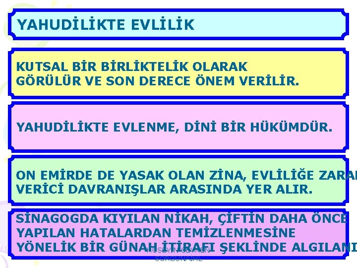 YAHUDİLİKTE EVLİLİK KUTSAL BİRLİKTELİK OLARAK GÖRÜLÜR VE SON DERECE ÖNEM VERİLİR. YAHUDİLİKTE EVLENME, DİNİ