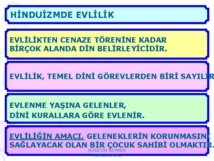 HİNDUİZMDE EVLİLİKTEN CENAZE TÖRENİNE KADAR BİRÇOK ALANDA DİN BELİRLEYİCİDİR. EVLİLİK, TEMEL DİNİ GÖREVLERDEN BİRİ