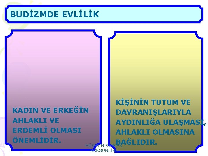 BUDİZMDE EVLİLİK KİŞİNİN TUTUM VE KADIN VE ERKEĞİN DAVRANIŞLARIYLA AHLAKLI VE AYDINLIĞA ULAŞMASI, ERDEMLİ