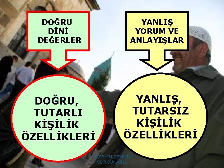 DOĞRU DİNİ DEĞERLER YANLIŞ YORUM VE ANLAYIŞLAR DOĞRU, TUTARLI KİŞİLİK ÖZELLİKLERİ YANLIŞ, TUTARSIZ KİŞİLİK