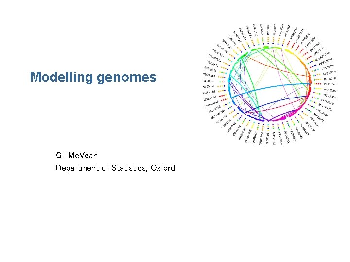 Modelling genomes Gil Mc. Vean Department of Statistics, Oxford 