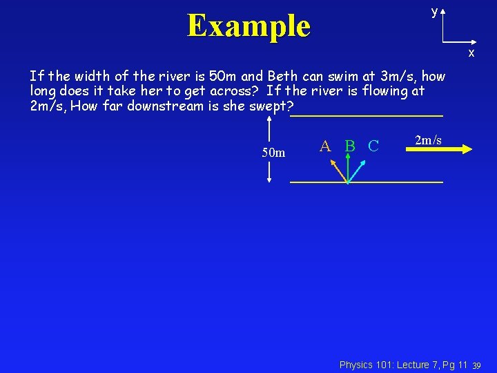 y Example x If the width of the river is 50 m and Beth