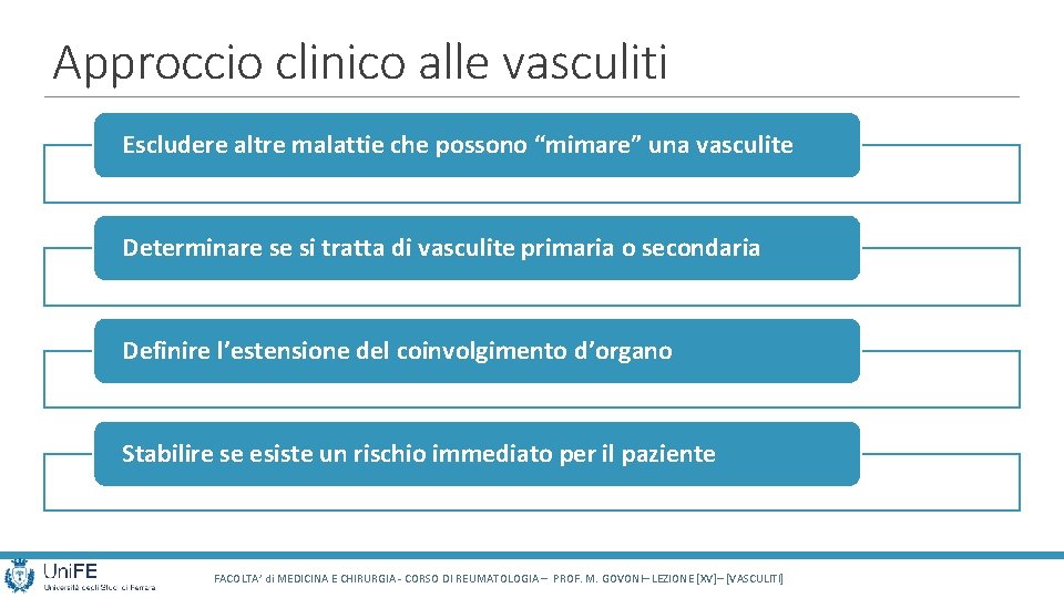 Approccio clinico alle vasculiti Escludere altre malattie che possono “mimare” una vasculite Determinare se Approccio clinico alle vasculiti Escludere altre malattie che possono “mimare” una vasculite Determinare se