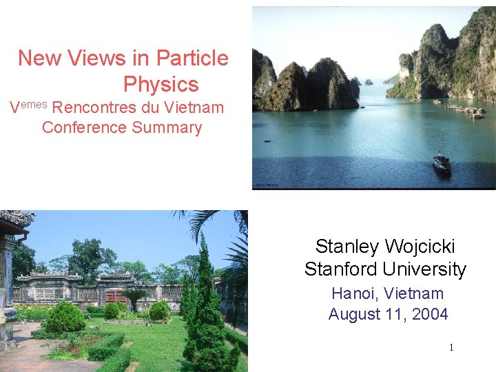 New Views in Particle Physics Vemes Rencontres du Vietnam Conference Summary Stanley Wojcicki Stanford