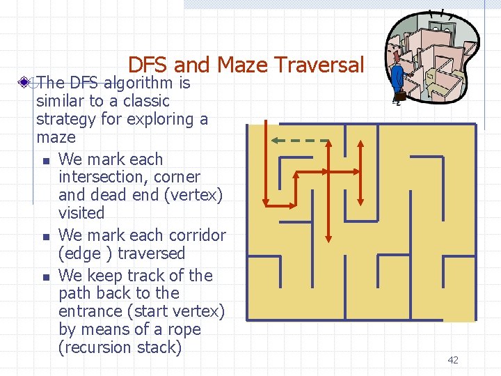 DFS and Maze Traversal The DFS algorithm is similar to a classic strategy for