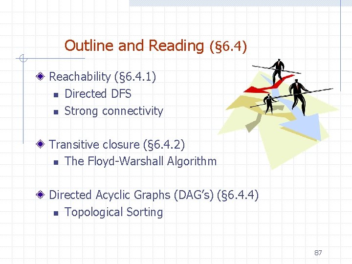 Outline and Reading (§ 6. 4) Reachability (§ 6. 4. 1) n Directed DFS