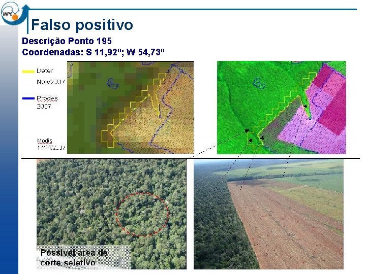 Falso positivo Descrição Ponto 195 Coordenadas: S 11, 92º; W 54, 73º 