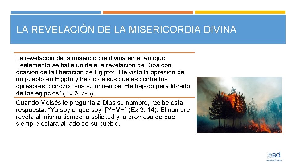 LA REVELACIÓN DE LA MISERICORDIA DIVINA La revelación de la misericordia divina en el