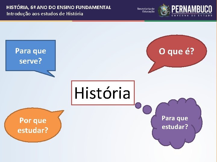 HISTÓRIA, 6º ANO DO ENSINO FUNDAMENTAL Introdução aos estudos de História O que é?