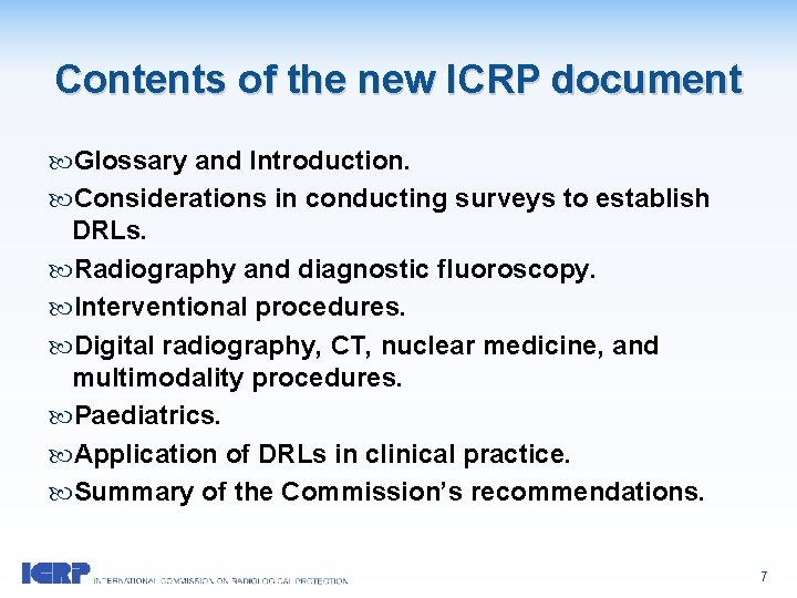 Contents of the new ICRP document Glossary and Introduction. Considerations in conducting surveys to Contents of the new ICRP document Glossary and Introduction. Considerations in conducting surveys to