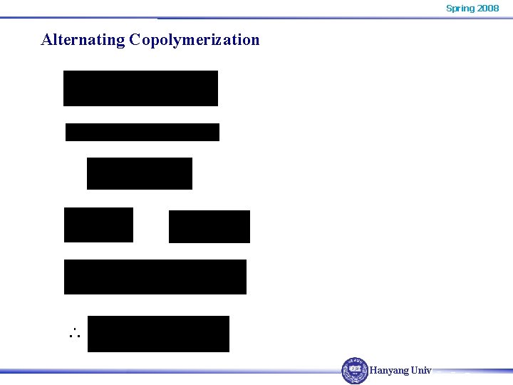 Spring 2008 Alternating Copolymerization ∴ Hanyang Univ. 