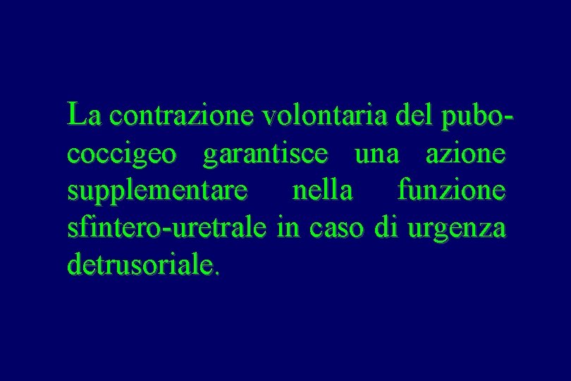 La contrazione volontaria del pubococcigeo garantisce una azione supplementare nella funzione sfintero-uretrale in caso