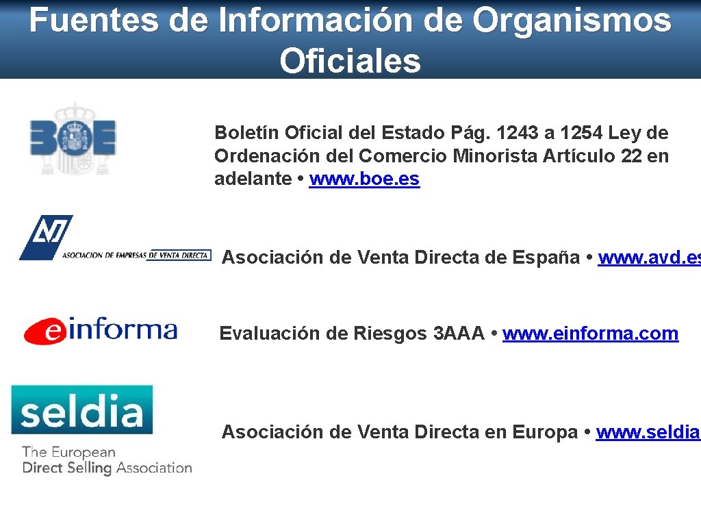  • Páginas de Interés: Fuentes de Información de Organismos Oficiales Boletín Oficial del