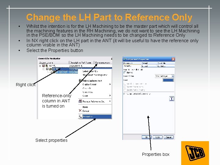 Change the LH Part to Reference Only • • • Whilst the intention is