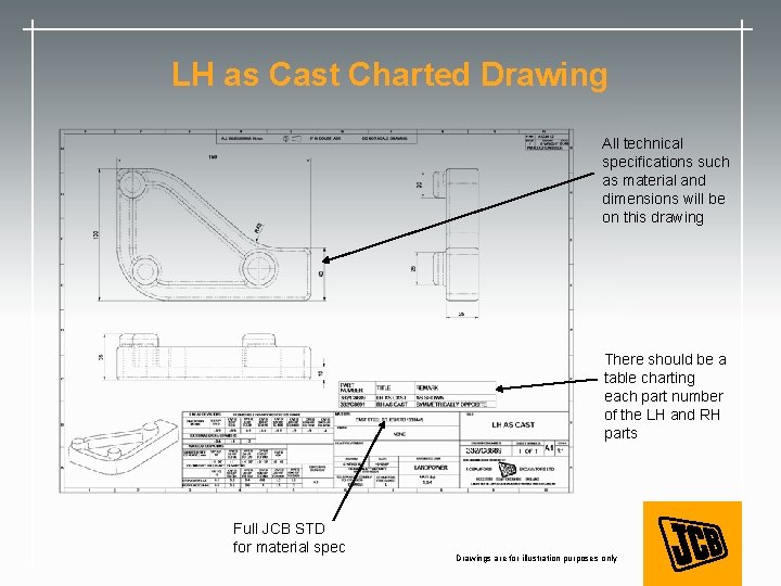 LH as Cast Charted Drawing All technical specifications such as material and dimensions will