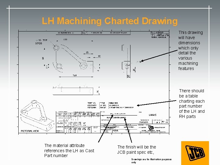 LH Machining Charted Drawing This drawing will have dimensions which only detail the various