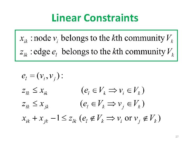 Linear Constraints 27 