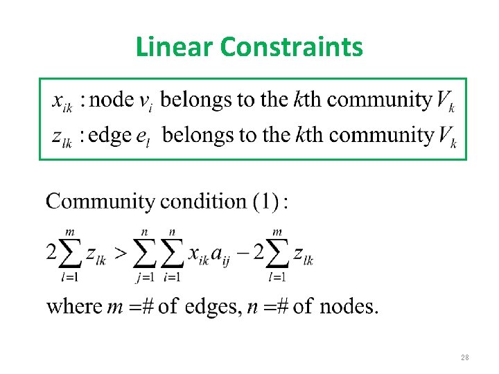 Linear Constraints 28 