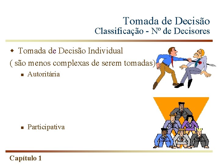 Tomada de Decisão Classificação - Nº de Decisores w Tomada de Decisão Individual (