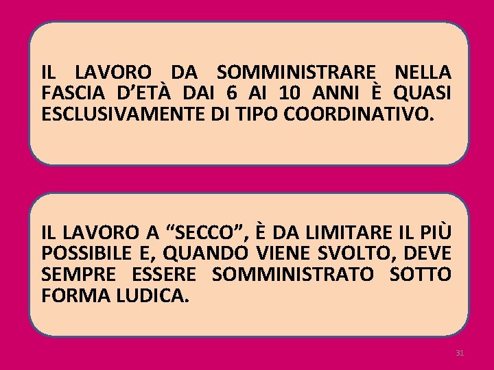 IL LAVORO DA SOMMINISTRARE NELLA FASCIA D’ETÀ DAI 6 AI 10 ANNI È QUASI