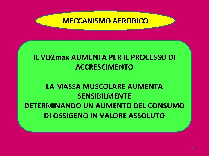 MECCANISMO AEROBICO IL VO 2 max AUMENTA PER IL PROCESSO DI ACCRESCIMENTO LA MASSA