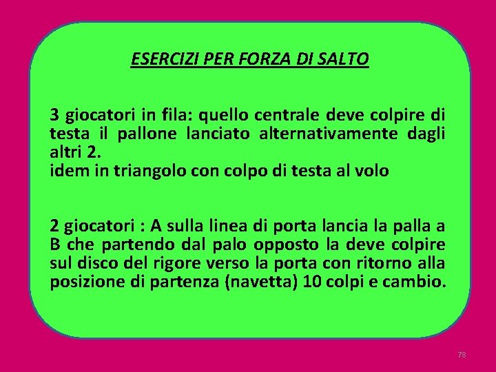 ESERCIZI PER FORZA DI SALTO 3 giocatori in fila: quello centrale deve colpire di