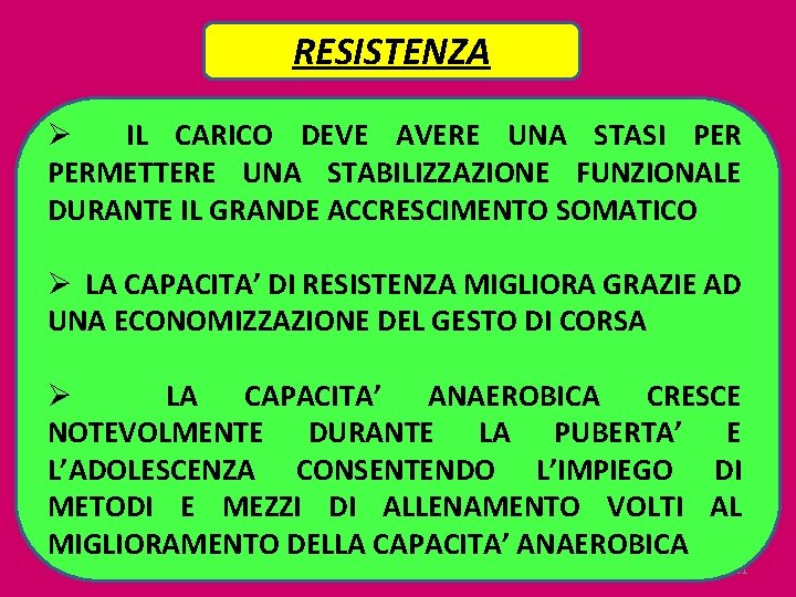RESISTENZA Ø IL CARICO DEVE AVERE UNA STASI PERMETTERE UNA STABILIZZAZIONE FUNZIONALE DURANTE IL