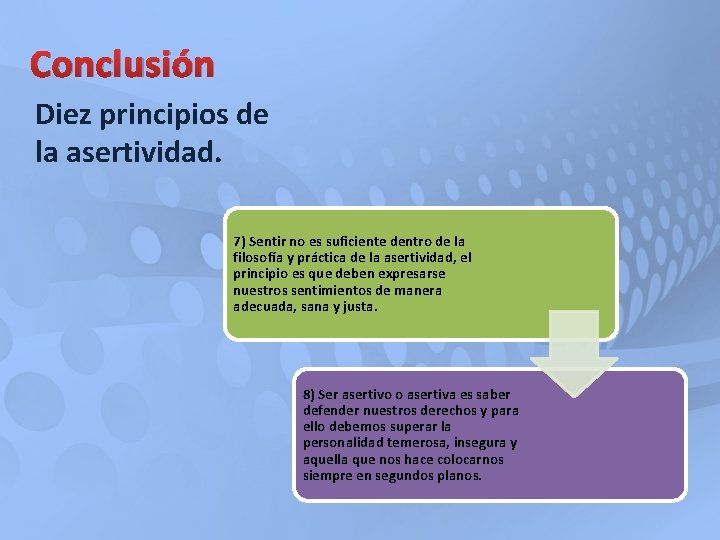 Conclusión Diez principios de la asertividad. 7) Sentir no es suficiente dentro de la Conclusión Diez principios de la asertividad. 7) Sentir no es suficiente dentro de la