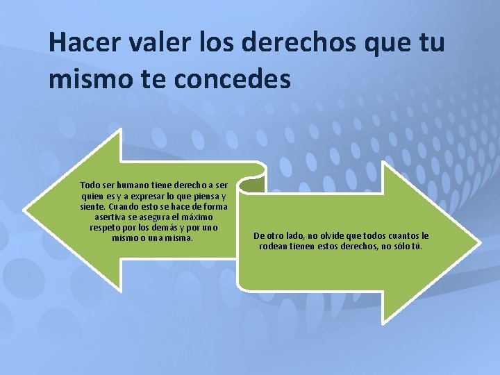 Hacer valer los derechos que tu mismo te concedes Todo ser humano tiene derecho Hacer valer los derechos que tu mismo te concedes Todo ser humano tiene derecho