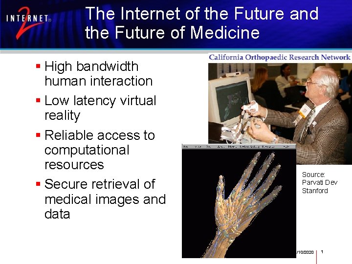 The Internet of the Future and the Future of Medicine High bandwidth human interaction