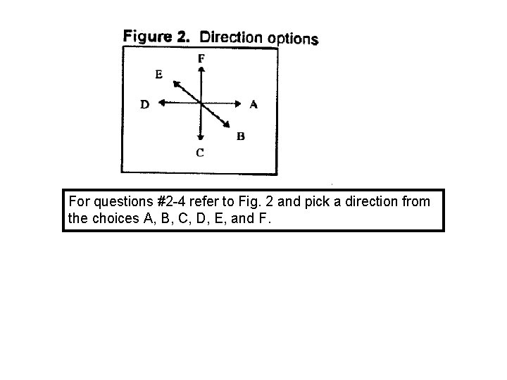 For questions #2 -4 refer to Fig. 2 and pick a direction from the