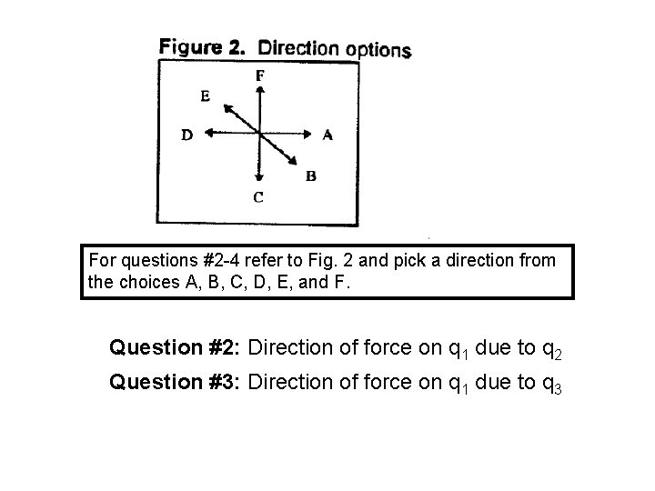 For questions #2 -4 refer to Fig. 2 and pick a direction from the