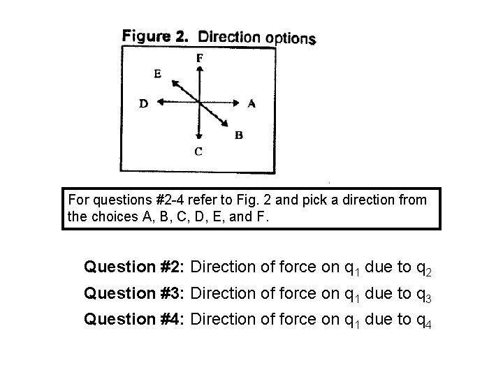 For questions #2 -4 refer to Fig. 2 and pick a direction from the