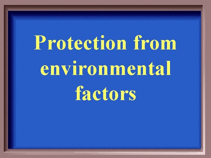 Protection from environmental factors 