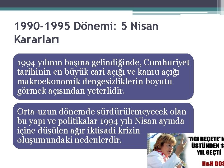1990 -1995 Dönemi: 5 Nisan Kararları 1994 yılının başına gelindiğinde, Cumhuriyet tarihinin en büyük 1990 -1995 Dönemi: 5 Nisan Kararları 1994 yılının başına gelindiğinde, Cumhuriyet tarihinin en büyük