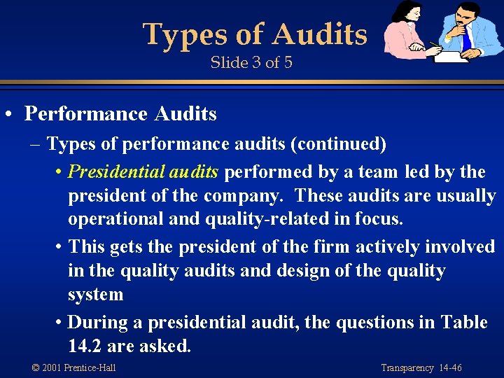 Types of Audits Slide 3 of 5 • Performance Audits – Types of performance