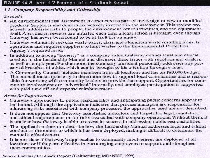 Externally Validating the Quality System • Figure 14. 8 Item 1. 2 example of