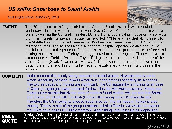 US shifts Qatar base to Saudi Arabia Gulf Digital News, March 21, 2018 EVENT