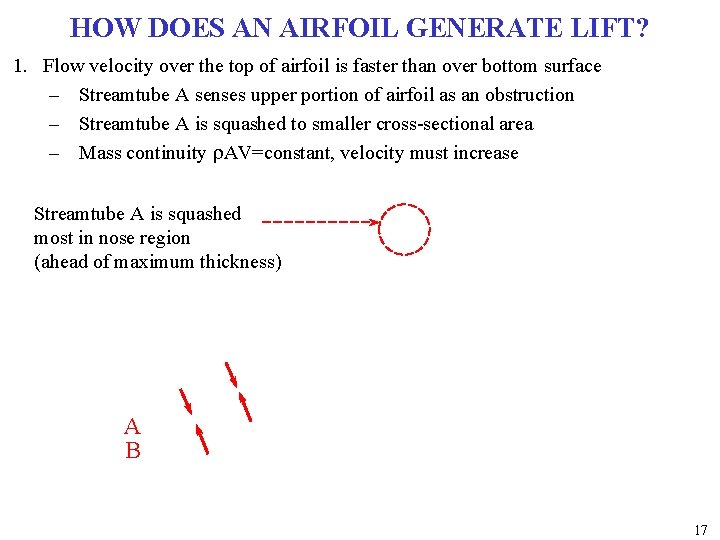 HOW DOES AN AIRFOIL GENERATE LIFT? 1. Flow velocity over the top of airfoil