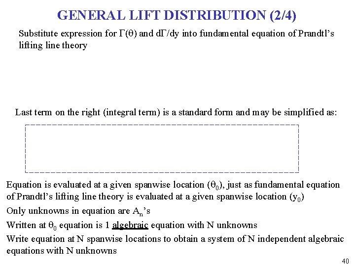 GENERAL LIFT DISTRIBUTION (2/4) Substitute expression for G(q) and d. G/dy into fundamental equation