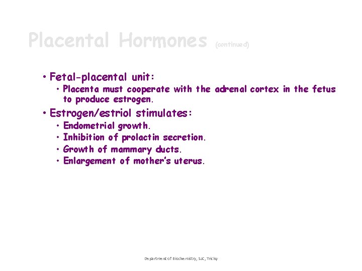 Placental Hormones (continued) • Fetal-placental unit: • Placenta must cooperate with the adrenal cortex Placental Hormones (continued) • Fetal-placental unit: • Placenta must cooperate with the adrenal cortex