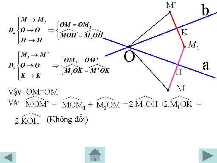 M’ b K O . H M Vậy: OM=OM’ Và: MOM’ = MOM +