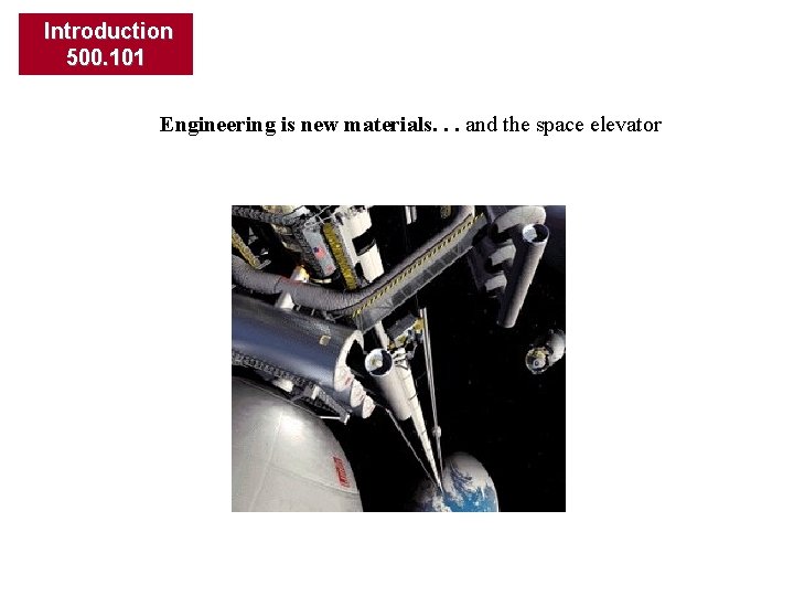 Introduction 500. 101 Engineering is new materials. . . and the space elevator 