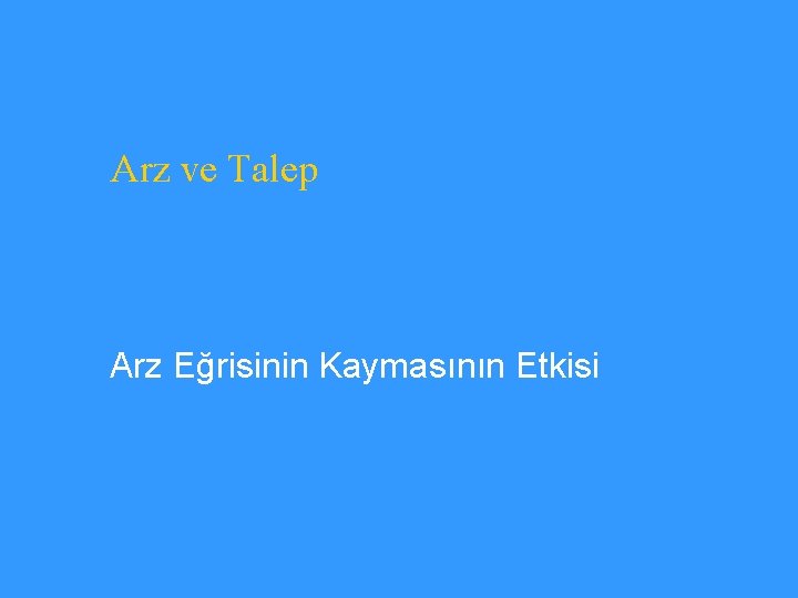 Arz ve Talep Arz Eğrisinin Kaymasının Etkisi 